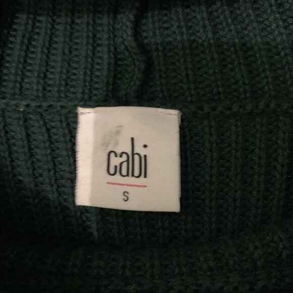 Cabi Green Sweater Small Chunky Knit Funnel Neck Comfy Fall Style - Picture 7 of 8